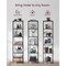 Narrow Glass Shelf Bookcase with Steel Frame for Bedroom Living Room Office Bathroom Storage